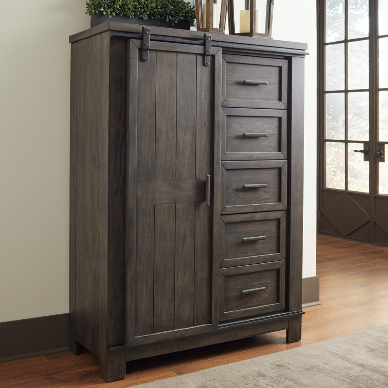 Gracie Oaks Durbin Sliding Door 5 Drawer Gentleman's Chest & Reviews